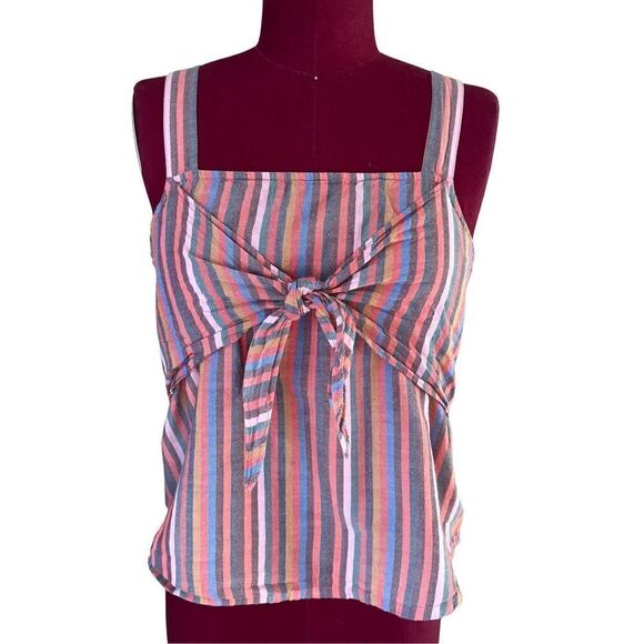 Madewell Tie-Front Cami Top Rainbow Stripe size 6 - Picture 8 of 10